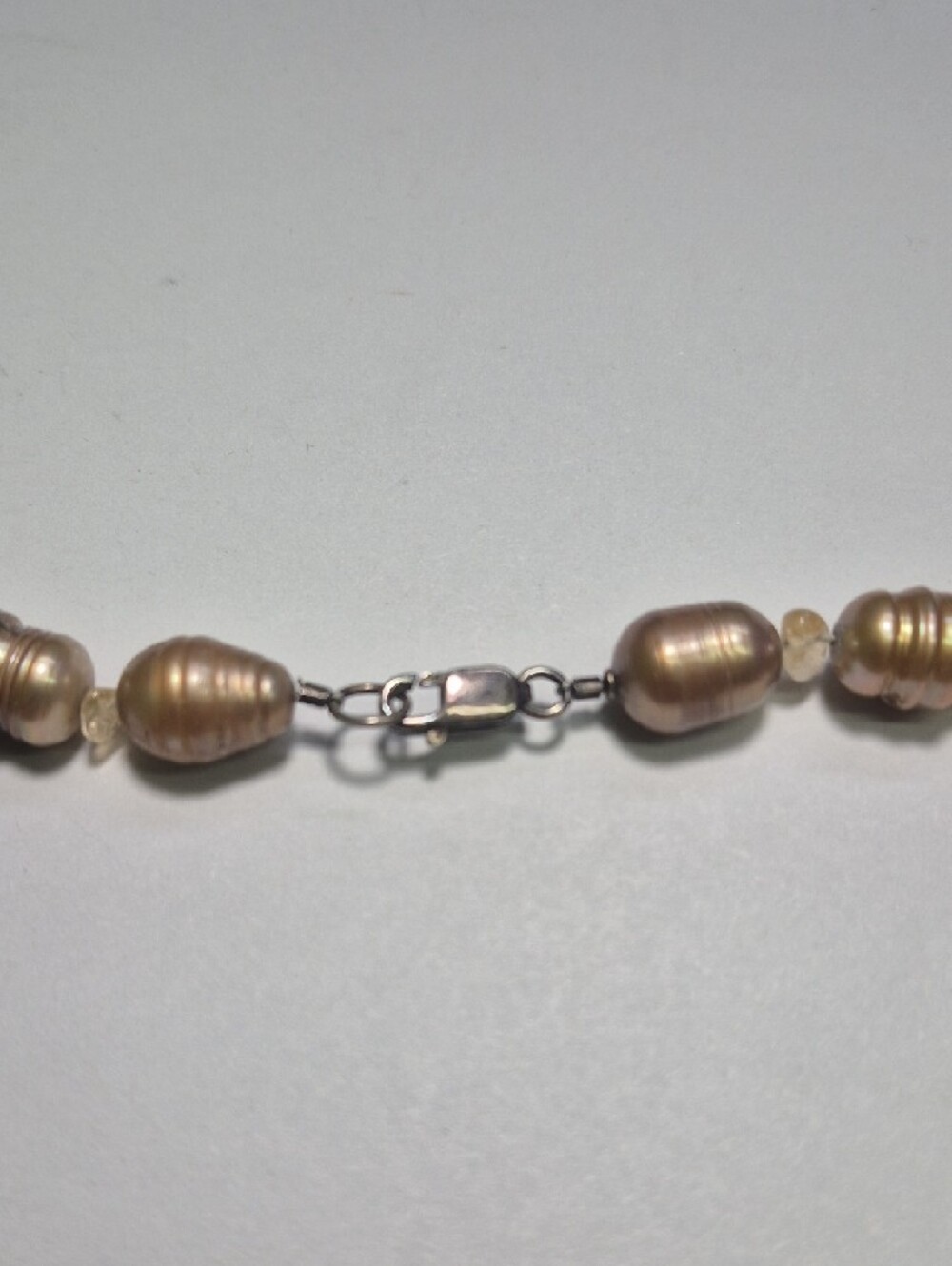 Champagne Color Pearl Clear Glass Spacer Beaded 20" In. Necklace - Women Jewelry - Picture 4 of 4